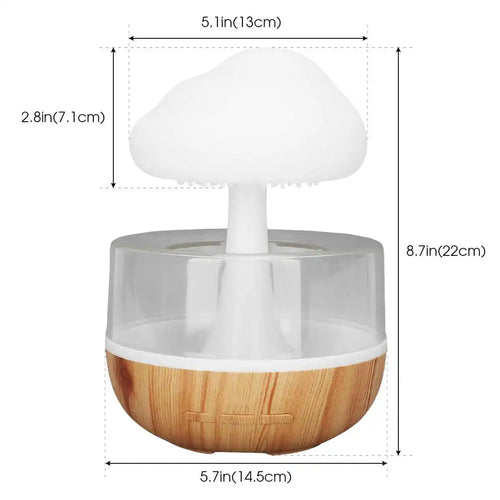Difusor Nube de Lluvia — Humidificador con Luz LED y Sonido Relajante